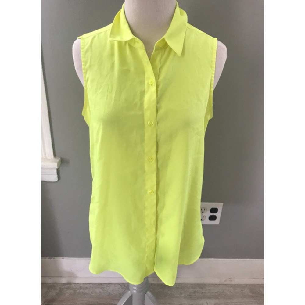 Button Dwn Neon Sleeveless Top